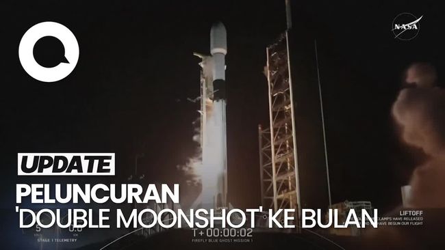 Video Peluncuran 'Double Moonshot' Roket SpaceX Bawa 2 Wahana Pendaratan Bulan